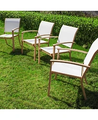 Yiortwo Set of 4 Patio Chairs, Stackable Outdoor Dining Chairs with Arms