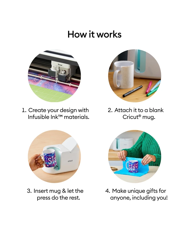 Cricut Mug Press Heat Press Machine with 4 Mugs Bundle