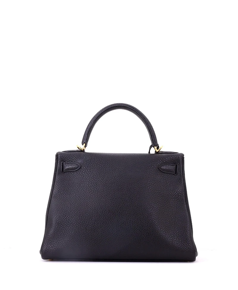Pre-Owned HERMES Kelly 28 Handbag Black Togo with Gold Hardware