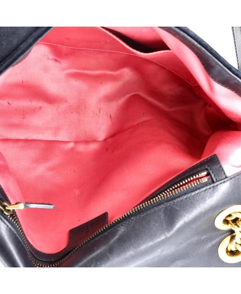 Pre-Owned Gucci Medium Gg Marmont Flap Bag Matelasse Velvet