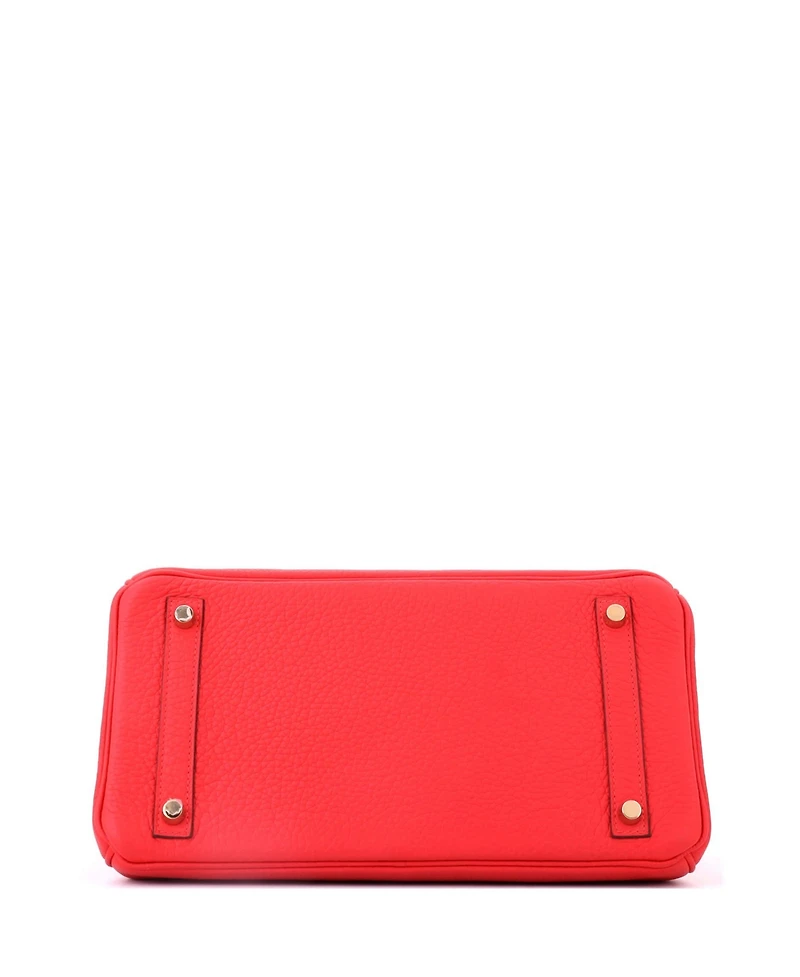 Pre-Owned HERMES Birkin 30 Handbag Red Clemence with Gold Hardware