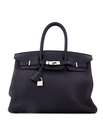 Pre-Owned HERMES Birkin 35 Handbag Black Clemence with Palladium Hardware