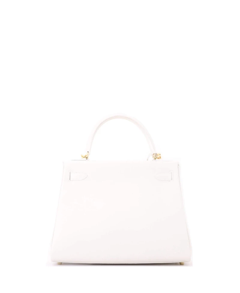 Pre-Owned HERMES Kelly 28 Handbag White Evercolor with Gold Hardware
