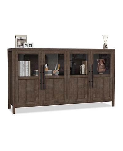 homfan Buffet Cabinet with Glass Doors and Storage, Sideboard for Kitchen, Dining Room, Living Room