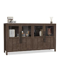 homfan Buffet Cabinet with Glass Doors and Storage, Sideboard for Kitchen, Dining Room, Living Room