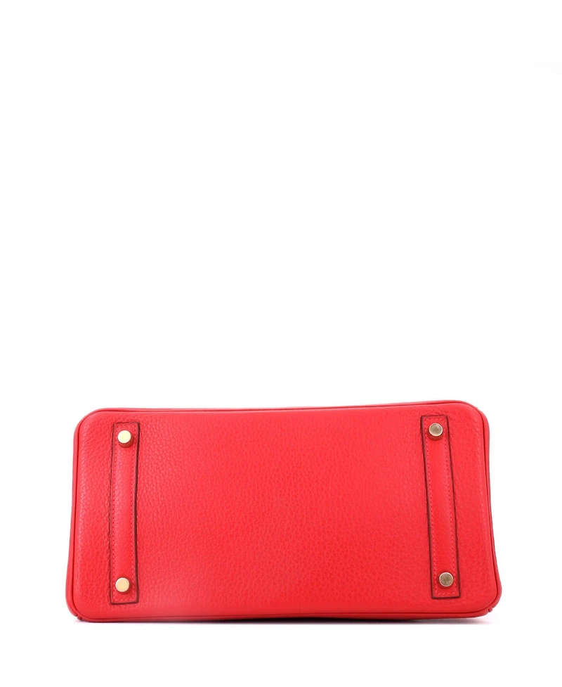 Pre-Owned HERMES Birkin 30 Handbag Red Clemence with Gold Hardware