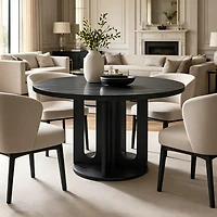 homfan 47" Round Dining Table with O-Shaped Legs - Modern Mdf Kitchen Table for 4-6 People, Easy Assembly, for Dining Room Living Room