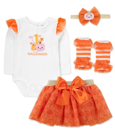 Baby Essentials Girls' My 1st Halloween Bodysuit, Skirts, Leg Warmers and Headband, 4-Piece Set
