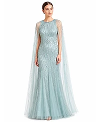 Lara Women's Elegant Beaded Dress with Long Cape