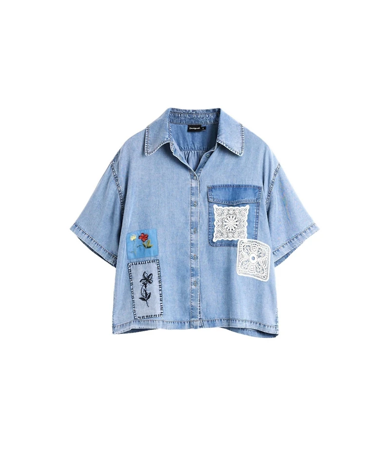 Desigual Women's Short Sleeve Patchwork Shirt
