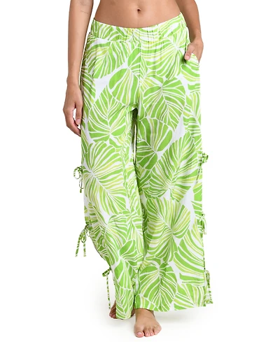La Blanca Women's Serene Palm Print Pull-On Swim Cover Up Pants