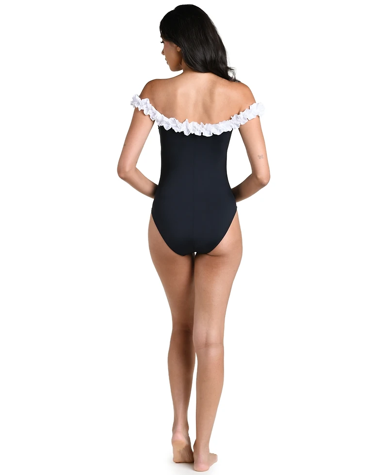 La Blanca Women's Island Goddess Ruffle Off-The-Shoulder One-Piece Swimsuit