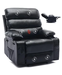 homfan Extra Wide Pu Leather Manual Recliner for Adults with Massage and Heat, Large Leisure Chair Plush Sponge Padded Arms Back