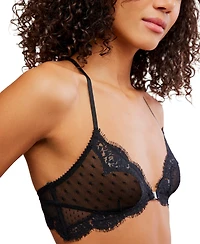 Free People Fiona Front-Close Swiss-Dot Mesh and Eyelash Lace Bralette