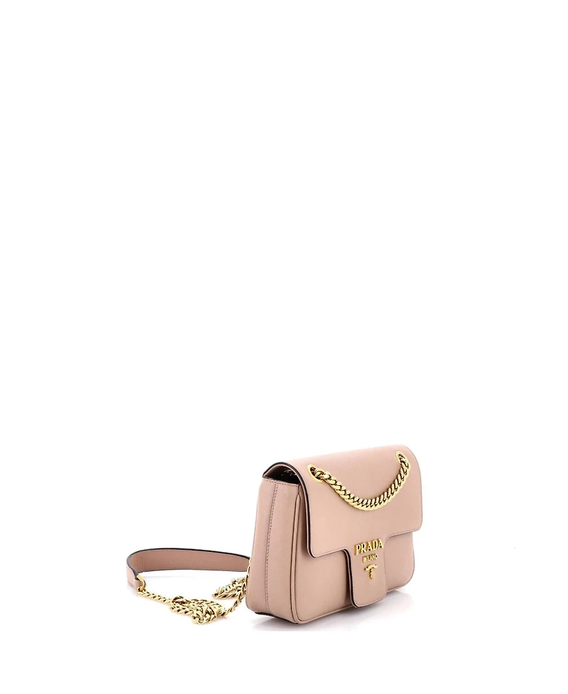 Pre-Owned Prada Small Pattina Flap Shoulder Bag Saffiano Leather