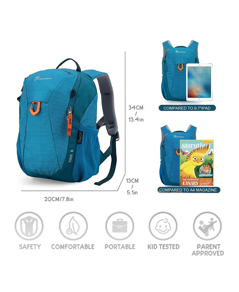 Mountaintop 8 Liter Kids Backpack for 1 to 3 Year Olds Toddler Backpack Travel Daypack with Chest Strap Small Backpack for Preschool and Kindergarten