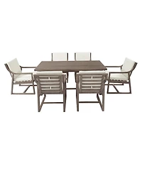 Asagikoiai 7-Piece Acacia Wood Outdoor Dining Set, Modern Patio Table and 6 Chairs