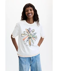Desigual Women's Floral Print T-shirt 100% Cotton
