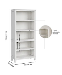 homfan Set of 2 71" Tall Narrow Bookshelf 5 Tier Bookcase with Adjustable Shelves and Wooden Legs for Apartment Office Living Room