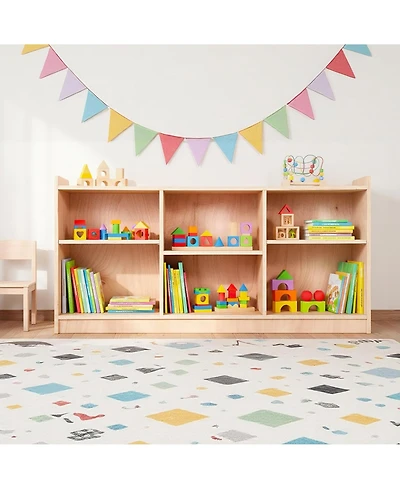 homfan Montessori Wood Storage Shelf, 5-Compartment Toy and Book Organizer with Adjustable Dividers