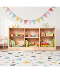 homfan Montessori Wood Storage Shelf, 5-Compartment Toy and Book Organizer with Adjustable Dividers