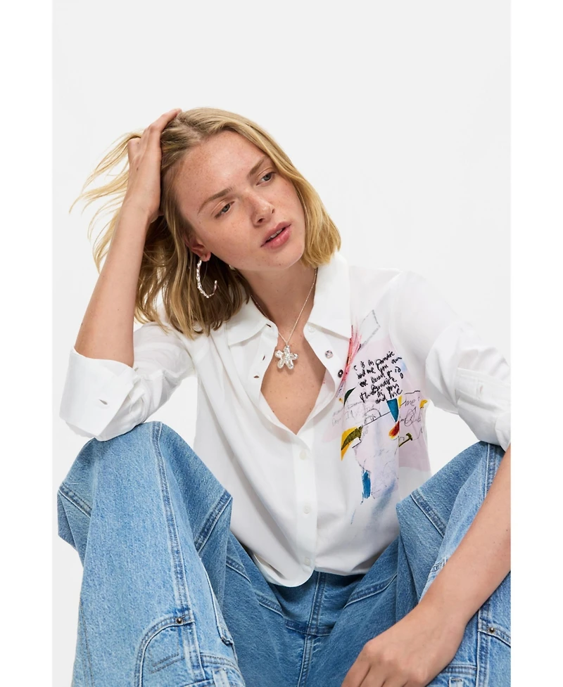 Desigual Women's Embroidered floral shirt