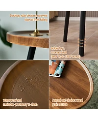 homfan Nesting Coffee Table Set of 2, End Table for Small Spaces Sofa Bedside Balcony, Mid Century Modern Nesting Side Tables for Living Room