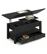 homfan Lift Top Coffee Table with Storage, Split Lift Design, 2 Drawers and Hidden Compartment, Center Table with Adjustable Height Wooden Tabletop