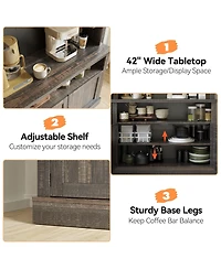 homfan 42-Inch Coffee Bar Cabin et with Led Lights and Storage Shelves for Kitchen Dining Room,