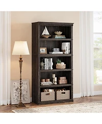 homfan 5-Tier Bookcase, 31.5" Tall Open Shelf with Mdf/Pb and Iron Frame, Farmhouse Storage for Living Room and Office