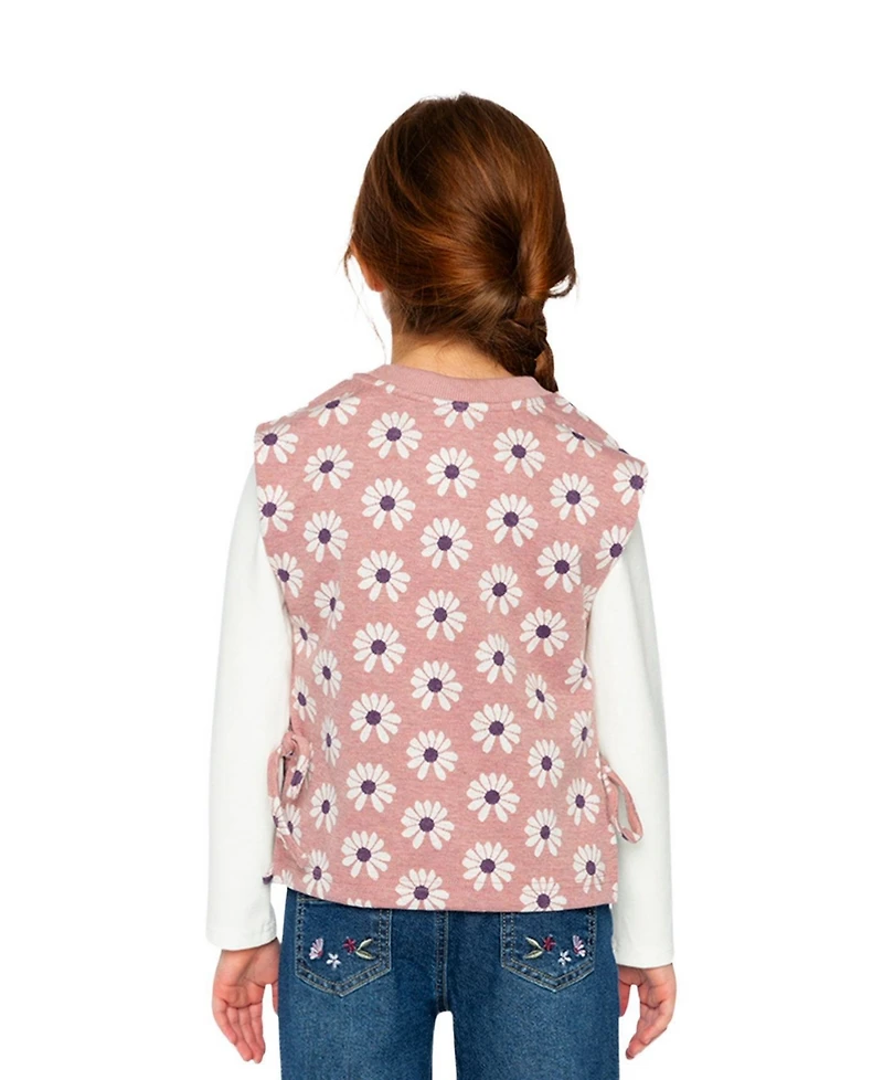 Deux par Little and Big Girl 6-12 Jacquard Vest Printed Flowers
