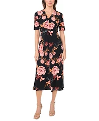 Msk Women's V Neck Twist Front Midi Dress