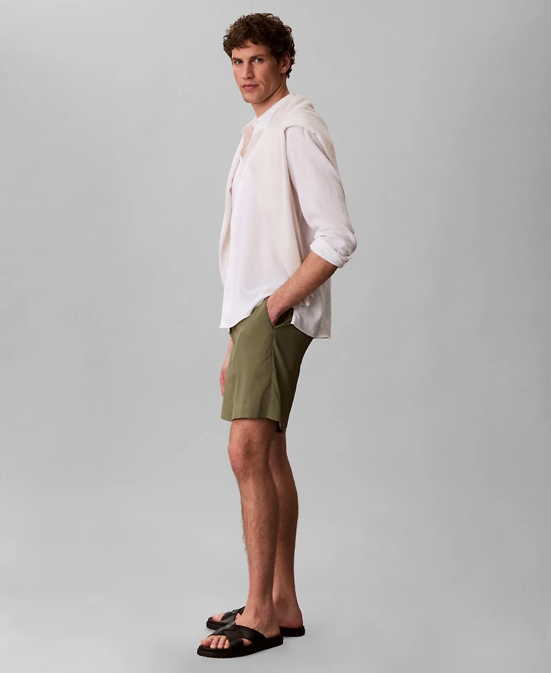 Calvin Klein Men's Straight Seersucker Elastic 7" Shorts