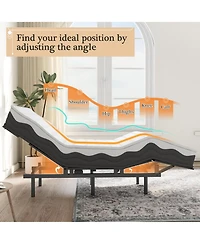 homfan Twin Adjustable Bed Frame, Wireless Remote, Memory Function, Head and Foot Lift Incline for Lying Reading Watching Tv Fatigue Backache