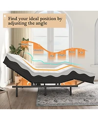 homfan Adjustable Bed Frame, Wireless Remote, Memory Function, Base Head and Foot Lift Incline, Quiet Motor for Reading Watching Tv Fatigue Backache