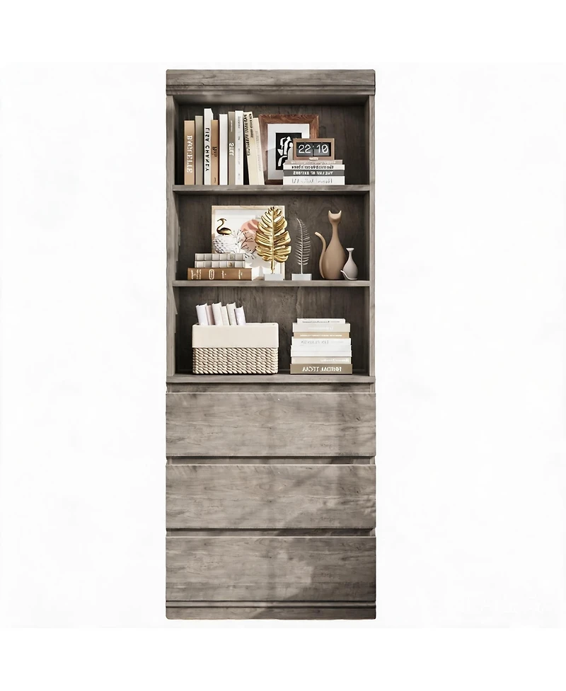 homfan 70" Tall Bookcase with 3 Drawers and 3 Open Shelves, Modern Storage