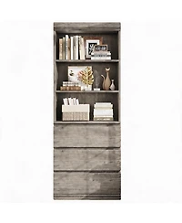 homfan 70" Tall Bookcase with 3 Drawers and 3 Open Shelves, Modern Storage
