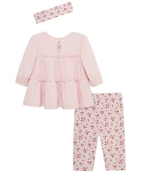 Little Me Baby Girls' Ditsy Tunic Long-Sleeve Top, Leggings and Headband, 3-Piece Set