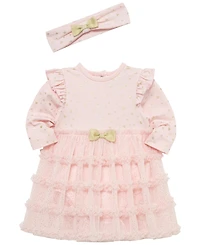 Little Me Baby Girls' Heart Shine Tutu Popover Dress and Headband, 2-Piece Set