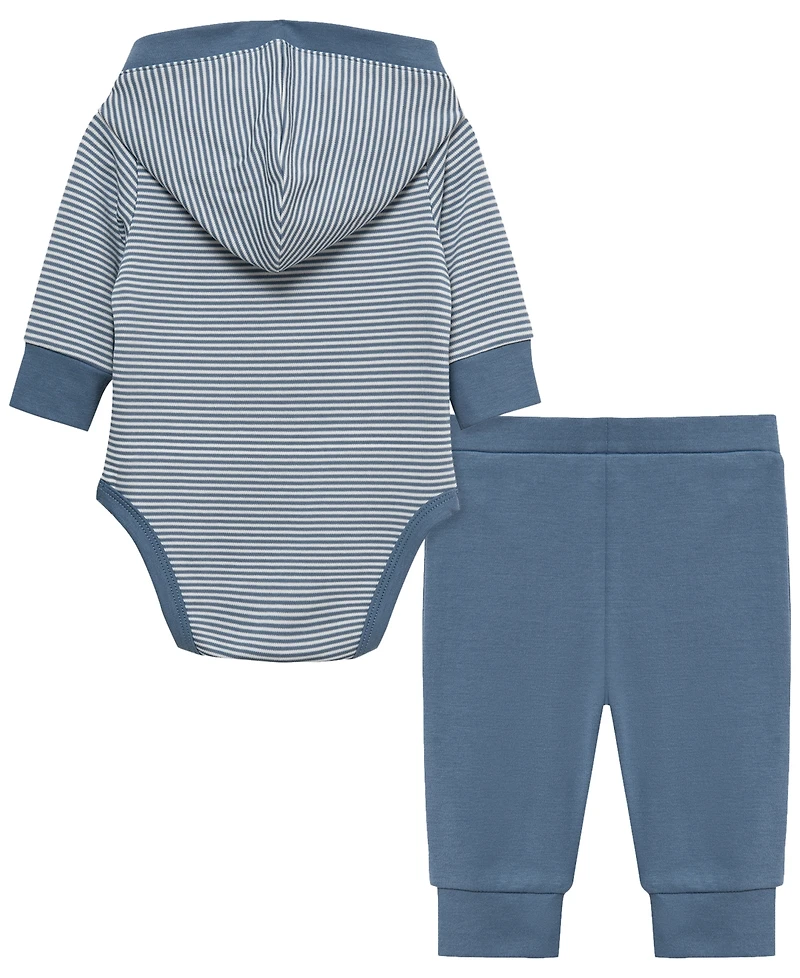 Little Me Baby Boys' Bear Long-Sleeve Hooded Bodysuit and Pants, 2-Piece Set