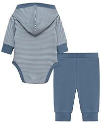 Little Me Baby Boys' Bear Long-Sleeve Hooded Bodysuit and Pants, 2-Piece Set