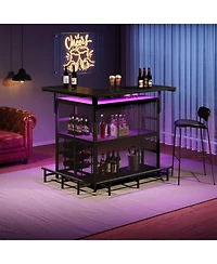 Slickblue Corner Mini Bar Table L-Shaped with Led Lighting and Smart App Control