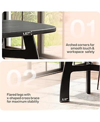 Tribesigns 63" Computer Desk: Solid wood with boat-shaped top and H-shaped legs. Modern executive table for home office. Ample legroom