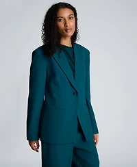 Kenneth Cole Women's Slim Sleeve Zippers One-Button Blazer