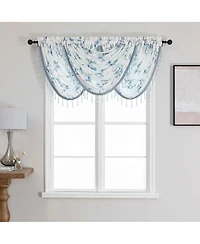 Kate Aurora 3 Piece Printed Cherry Blossom Beaded Rod Pocket Window Valances