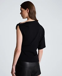 Kenneth Cole Women's Asymmetrical Draped Knit Sweater