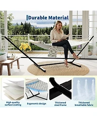 GarveeLife Double Hammock with Stand for Outdoor, Heavy Duty Portable 2 Person Hammock with Adjustable Steel Stand for Patio, Garden