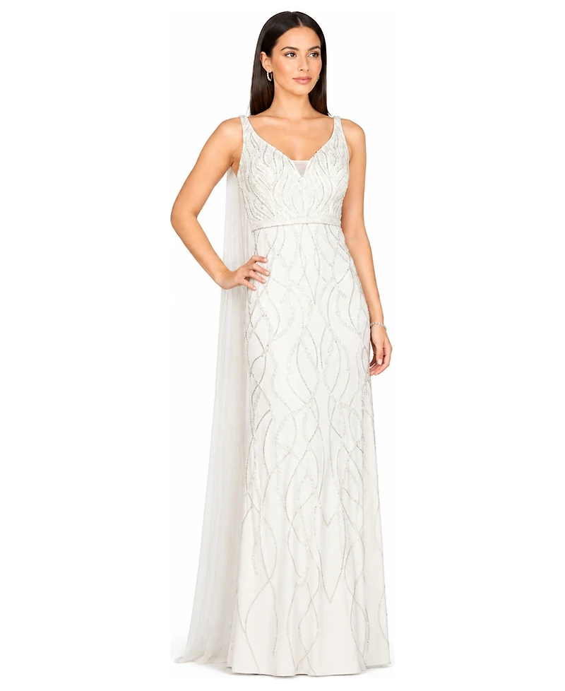 Lara Women's Beaded Wedding Gown with Cape