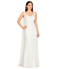 Lara Women's Beaded Wedding Gown with Cape