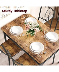 homfan Engineered Wood and Steel Dining Set, Ergonomic Padded Chairs, Space-Saving Easy-Clean Home Kitchen Furniture